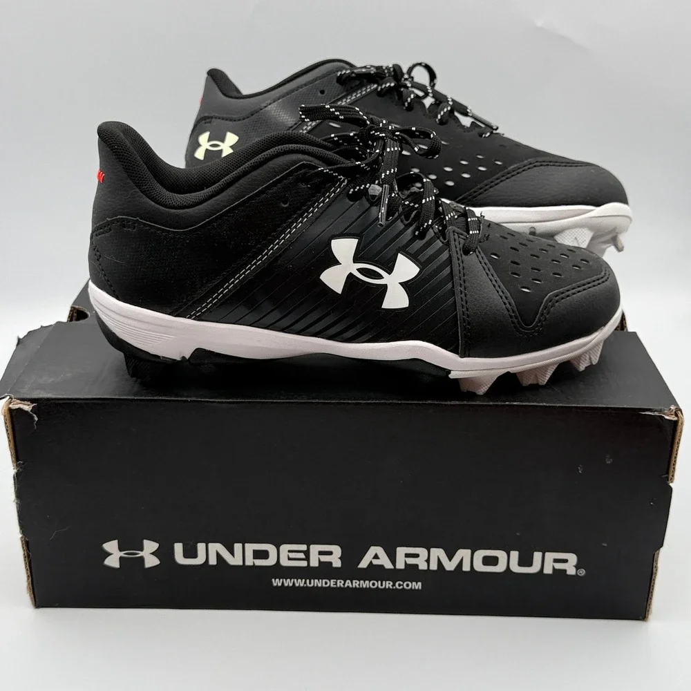 Under Armour Leadoff RM Baseball Cleats Kids 1.5Y Black White 3025593-001